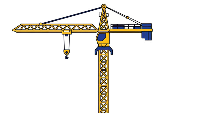 Large Yellow Construction Crane Machine.