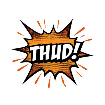 explosion sound effect with thud text impact comic style isolated on transparent background