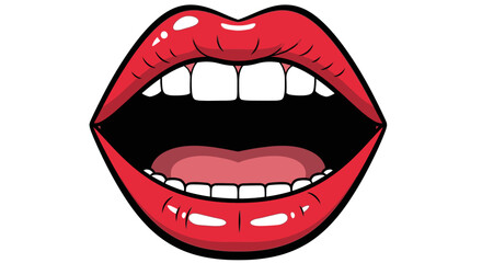 Obraz premium open mouth with bright red lips in a vibrant pop art cartoon style a fun vector illustration for communication and expression concepts