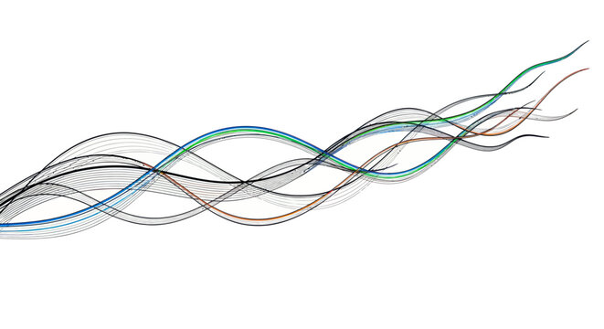 Colorful intertwined wires and cables.