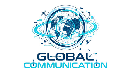 Global Communication Network: Earth Globe with Satellite Orbit and Data Connections © Siti Aulia