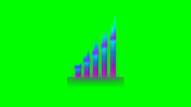 Energy bar chart animation on green screen background showcases colorful statistics
