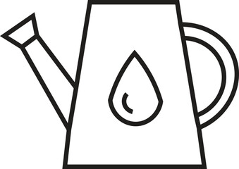 Minimalist watering can vector icon, simple garden tool line art illustration, black and white watering pot symbol for horticulture and plant care © zahid ahmed