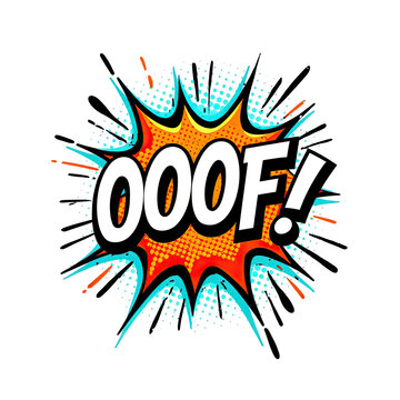 bold comic book explosion with ooof text effect isolated on transparent background