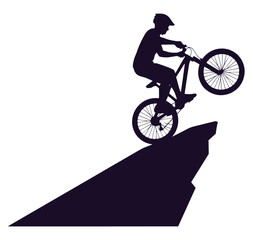 Naklejka premium man riding bicycle on ramp performing tricks extreme sports action