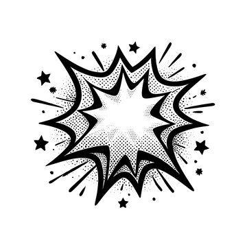 exploding starburst shape with jagged edges and sparkles isolated on transparent background