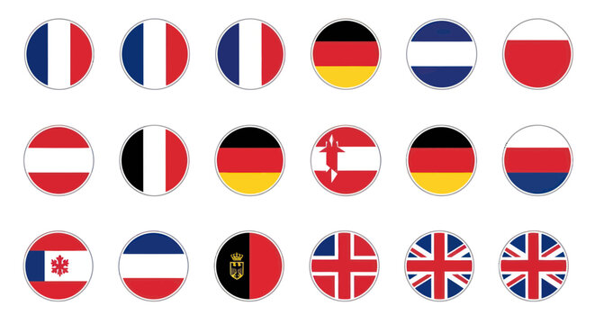 Flags of various European countries.