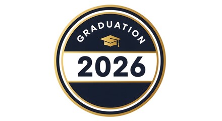 Obraz premium Graduation 2026 emblem with a mortarboard cap icon
