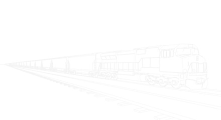 Freight train outline on white background, perspective view © Wesi