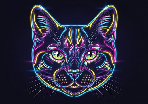 Neon Muse: A Digital Feline Dream