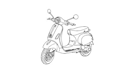 Retro Scooter Line Art Illustration © Wesi