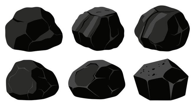 Black rocks on white background closeup.