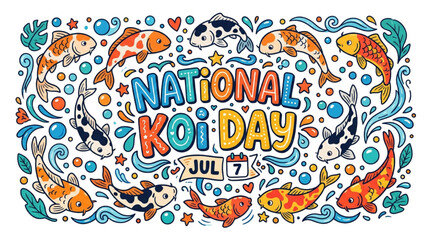Fototapeta premium Celebrate National Koi Day with a Colorful Illustration of Koi Fish and Decorative Elements