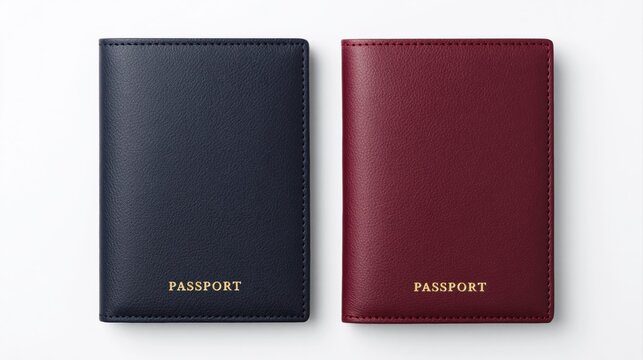 Passport holder set with luxury leather travel document cover for international id