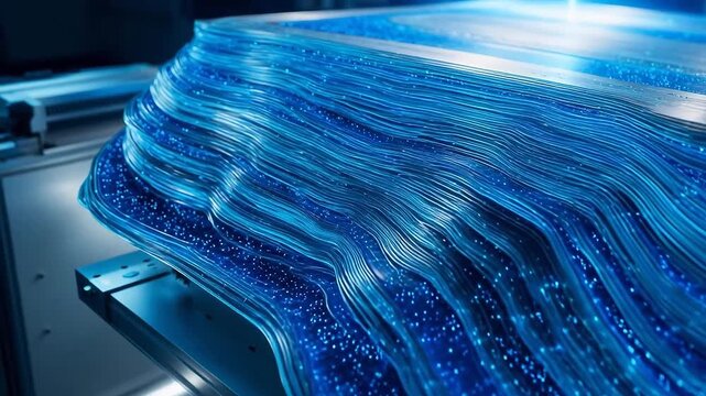 Microscopic Layers of Fuel Cell Electrode in Electric Blue