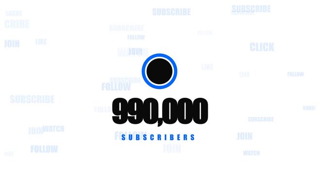 990, 000 subscribers milestone social media animation