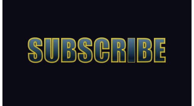 Animated subscribe button gold and blue text overlay animation