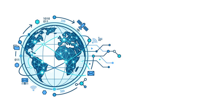 Global digital network connecting world, data transfer, technology concept