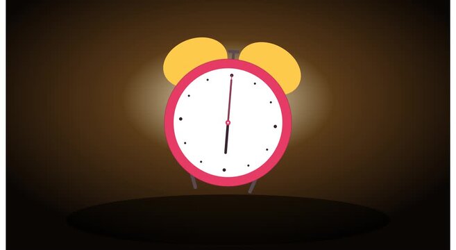 Animated alarm clock ticking fast motion concept animation