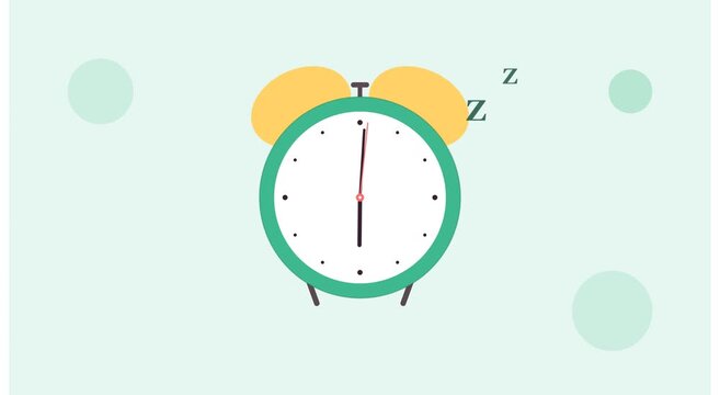 Animated alarm clock with zzz sleep symbols motion animation
