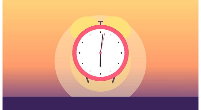 Animated alarm clock ticking time motion animation