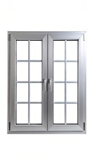 Obraz premium Silver double-hung window with multiple panes