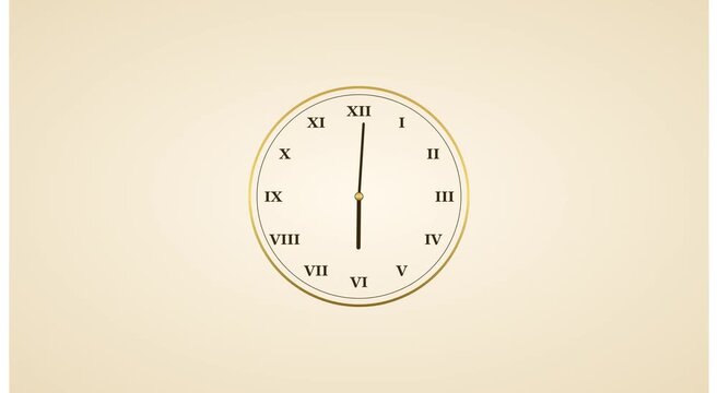 Classic analog wall clock with moving hands time lapse animation