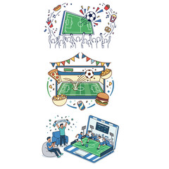 Naklejka premium Football with stadium field and people 