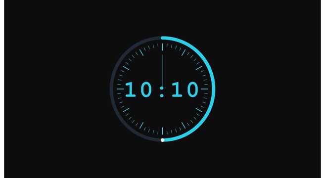 Minimalist digital clock timer animation with animation