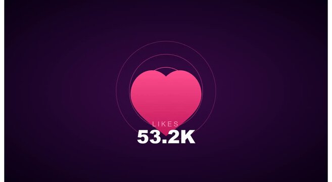 Social media heart like counter animation with pulse animation