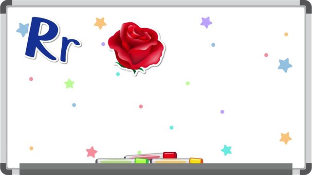 Educational Whiteboard Animation Teaching the Letter R with Illustrated Vocabulary Words
