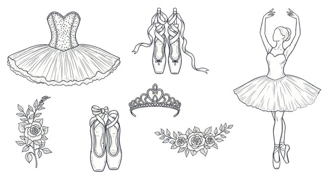 Ballet dancer accessories and outfit.