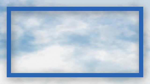 Blue Sky Background with Moving Clouds and Rectangular Border Frame