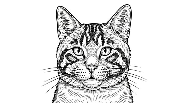 Detailed illustration of a cat face.