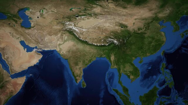 Animated Flight Route Map from Dubai to Beijing Across Asia