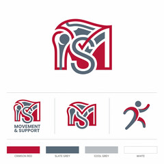 Obraz premium Modern Orthopedic Clinic Movement and Support Logo Template