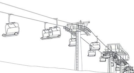 Cable car on mountain transport system. © tira