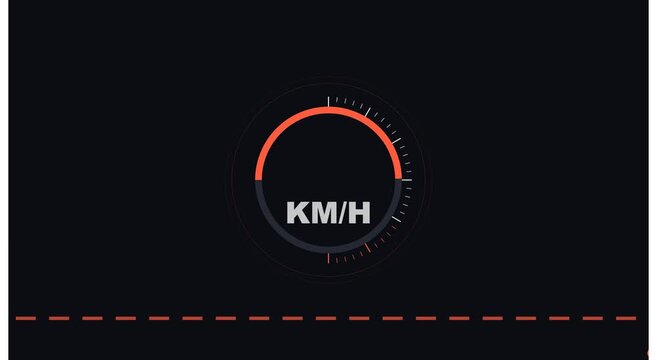 Dynamic km/h speedometer gauge motion interface animation