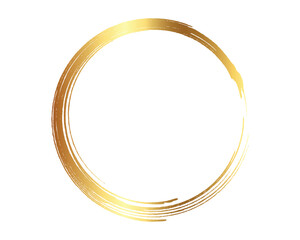 Obraz premium Golden round grunge frame background, shiny gold brush stroke circle