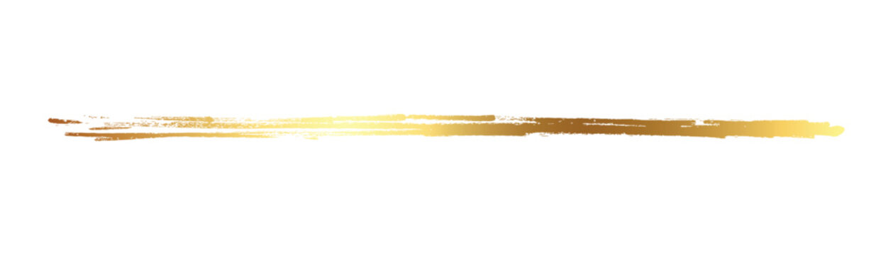 Golden brush stroke element on transparent background