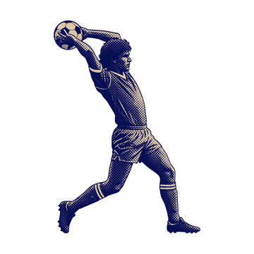 Silhouette of a soccer player throwing a ball