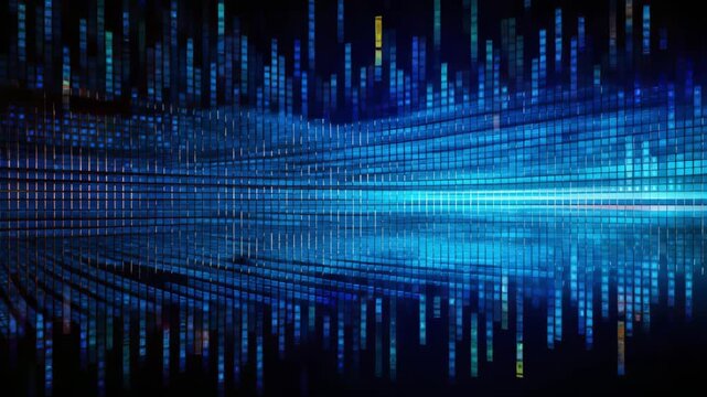 Dark blue cyber light abstract technology background for computer graphic website internet and business, illustrative video. Infographics. Digital transformation concept. Binary code and arrow symbols