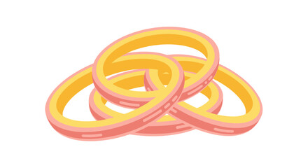 Naklejka premium Yellow and pink rubber bands stacked.