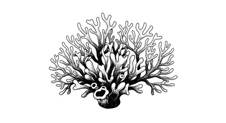 Black and white coral reef branch. © titik