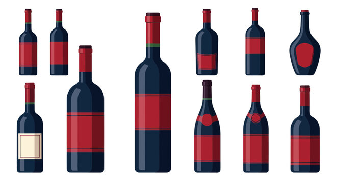 Collection of wine bottles with labels.