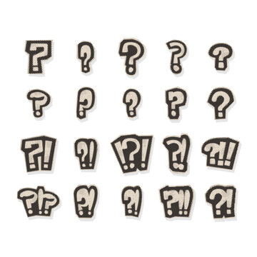 Halftone Question Mark and Exclamation Cutout Collection