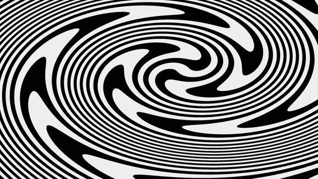 Hypnotic Black and White Spiral Vortex Background with Optical Illusion Swirl