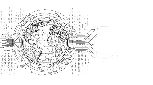 Global Network Technology: Digital Earth Connected by Circuits and Binary Code