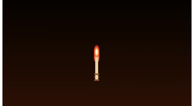 Moving lit candle flame animation on dark animation background
