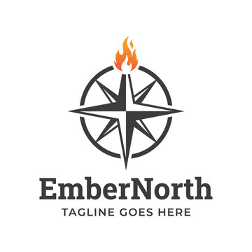 A powerful leadership logo combining fire and navigation, ideal for strategic consulting, outdoor adventure companies, or guiding services.